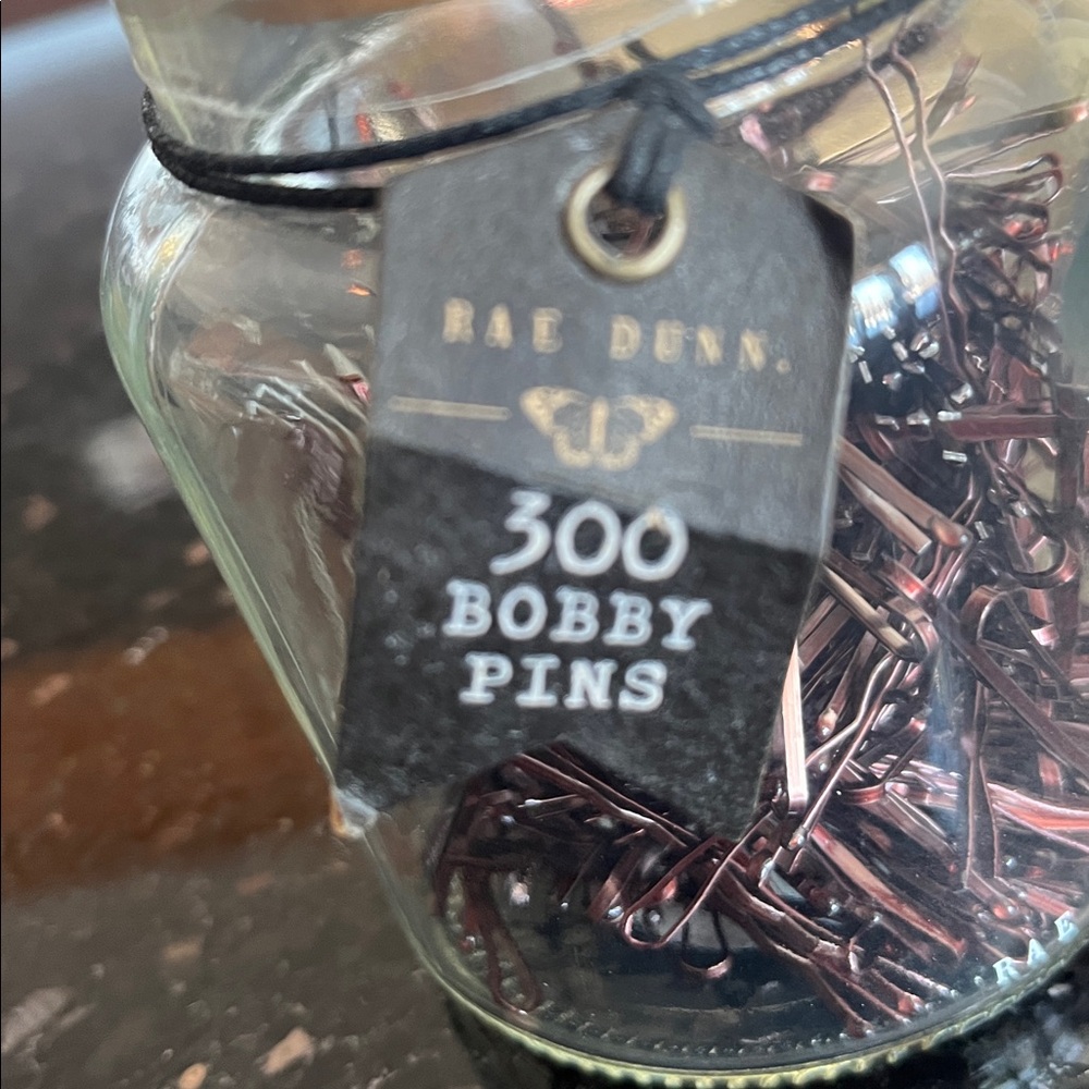 Rae Dunn #Momlife Glass Jar with 300 Bobby Pins - Picture 2 of 7